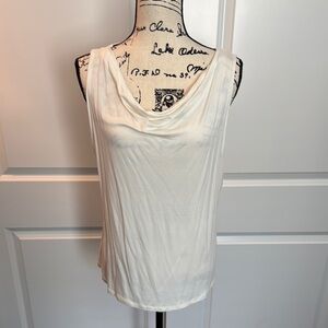 Leo & Nicole Cream Draped Sleeveless Tank Top